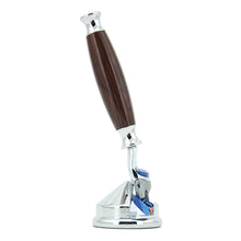 Manual Cartridge 5 Blade Safety Razor with Wood Handle & Alloy Stand